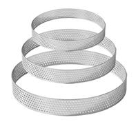 Anelli per Crostata 3 Pezzi, Anelli da Forno Microforati in Acciaio Inossidabile 10/15/20 cm, per Crostate Torte Pasticceria Pizze Muffin