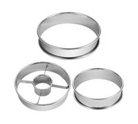 Anelli per crumpet, tagliapasta ad anello | 3 x anello da dessert riutilizzabile | Utensile da taglio in acciaio inossidabile da 25 cm forniture per la cottura della casa