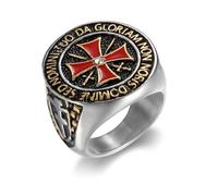 Anelli per dita incrociati in stile retrò, cavalieri templari crociati, gioielli in diamante massoneria lucidatura acciaio titanio, 7 UK, Titanio