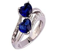 Anelli per Donna Doppio Cuore a Forma di Cuore con Zirconi Blu Scuro Coppia Anelli d'Amore per Donne Regalo, Blu Navy Fashion Professionals