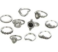 Anelli per Donne Ragazze Adolescenti, 10 Pezzi Vintage Corona Pera Donne Anelli impilabili per Dita, Regali per la Festa della Mamma, Regali per Donne Uomini Ragazze Lovely And Attractive