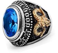 Anelli per donne ragazze adolescenti, uomini vintage grande ovale cubic zirconia testa di pecora massonico anello gioielli regalo, regali per la festa della mamma, regali per donne uomini ragazze Clev