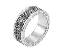 Anelli per gli uomini, set di anelli per gli uomini con gioielli di lusso in moissanite nera per gli uomini, Q 1/2, Platino, Diamante