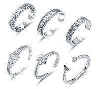 Anelli per le dita dei piedi da donna in argento Sterling 925 celtico anello per le donne ragazze anello regolabile Lotus Toe anelli coda dito fiore set 6 pezzi anello piede spiaggia gioielli