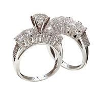 Anelli per le migliori amiche stile e saggezza zircone a sei pinze intarsiate argento anello temperamento anello donna cristiano, 10, (metallo), Non pietra preziosa