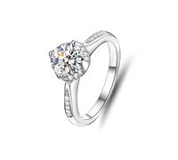 Anelli per migliori amici, gioielli da donna aureola con moissanite oro bianco set di gioielli per le donne, U 1/2, Platino 950, Moissanite