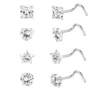 Anelli Per Naso In Acciaio Inossidabile - Set Del Naso Alla Moda, Moderni Gioielli Piercing | Set Di 4 Perni Ossei Con Dettagli Scintillanti Per Lo Stile Quotidiano, Look Da Festa glem, Regali Romanti