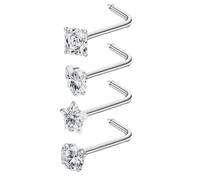 Anelli Per Naso In Acciaio Inossidabile - Set Del Naso Alla Moda, Moderni Gioielli Piercing | Set Di 4 Perni Ossei Con Dettagli Scintillanti Per Lo Stile Quotidiano, Look Da Festa glem, Regali Romanti