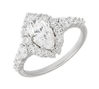 Anelli per partner in oro bianco 9 K/14 K/18 K, con moissanite marquise, classico, Oro bianco 14 carati (585), Moissanite