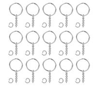 Anelli per Portachiavi 100 Pezzi Ganci Portachiavi,Portachiavi Anello in Metallo,Anello Portachiavi con Cerchio 25mm per Porta Chiavi Mestieri Key Chains Argento