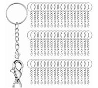 Anelli per Portachiavi Fai Da Te,100 Pezzi Anelli Portachiavi con Catenella,Anello Portachiavi,Keychain per Porta Chiavi Mestieri Lavori di Bricolage