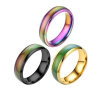 Anelli per ragazze che cambiano colore, in acciaio inox, a forma di cuore, con goffratura a temperatura, anelli da donna per matrimonio, anniversario, promessa, one size, Zinco, Nessuna pietra