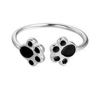 Anelli per ragazze, grazioso anello aperto con due zampe di cucciolo di cane in argento Sterling 925, per donne e ragazze