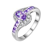 Anelli per sorelle a forma di zircone cubico, in stile solitario, per matrimonio, fidanzamento e anniversario, per lui e per lei, 7, Metallo, Nessuna pietra preziosa
