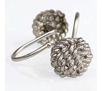 Anelli per tende da doccia Anelli per tende da doccia in argento: Anelli per tende da doccia in metallo nichel opaco antiruggine - Gancio per tende da doccia nautico Boho per il bagno - 12 pezzi