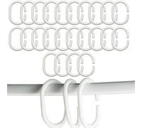 Anelli per tende da doccia, confezione da 24 anelli in plastica, ganci per tende da doccia a forma di C, in plastica, ganci per tenda da doccia, per bagno, colore bianco, per asta da doccia