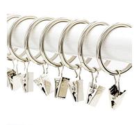 Anelli per tende da finestra in metallo argentato Anelli con clip pollici diametro interno 38mm / 1,5 pollici Set di 20, trattamento galvanico