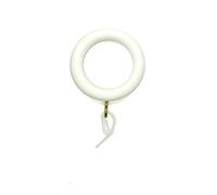 Anelli per tende in plastica bianca effetto legno, diametro interno 36 mm, diametro esterno 55 mm, spessore 9 mm, con occhielli dorati e ganci bianchi, confezione da 10 (anelli bianchi grandi