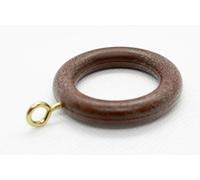 Anelli per tende in plastica color noce, con occhielli dorati e ganci bianchi, diametro interno 36 mm, anelli effetto legno, confezione da 10 (noce, 36 mm)