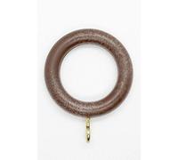 Anelli per tende in plastica di noce, con occhielli dorati e ganci bianchi, diametro interno 30 mm, anelli effetto legno, confezione da 10 (noce, 30 mm)