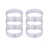 Anelli per torte in acciaio inox, 6 pezzi, anelli perforati per mousse da forno, strumento da cucina per casa, dessert, per cheesecake, tiramisù, mousse al cioccolato (7 cm)