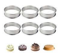 Anelli per Torte Rotondo, 6 Pezzi Stampo per Dolci antiaderenti in Acciaio Inossidabile Crostata Mousse Pasticceria Dessert Torta Stampo (8 x 2,5 cm)