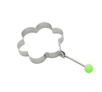 Anelli per uova in acciaio inox con manici in silicone a forma di cuore e fiore per una facile preparazione della colazione (fiore)