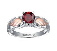 Anelli personalizzati per lei, anello di promessa inciso, per donne, anelli personalizzati con pietra portafortuna e testo, anelli nuziali per mamma, moglie, ali d'angelo, anello con incisione