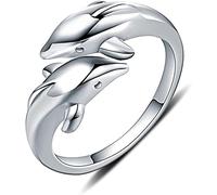 Anelli Personalizzati Regolabili ， Anello Aperto in Argento Sterling 925, Adorabili Gioielli con Delfini.
