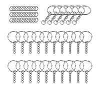 Anelli Portachiavi,100 Pezzi Anelli Portachiavi,25mm Anello Portachiavi con Catena a Maglie e Anelli di Salto,Portachiavi in Metallo Per Arti e Mestieri Argento