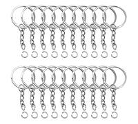Anelli Portachiavi Ganci 100 Pezzi Portachiavi Anelli Cerchio con Catena per Porta Chiavi Mestieri Lavori di Bricolage Key Chains Argento