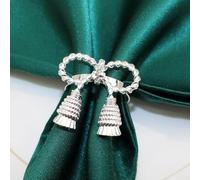 Anelli portatovaglioli, 6 pezzi, eleganti stile europeo in lega, design creativo con fiocco, nodo a farfalla, supporto in metallo per hotel e ristoranti (argento, 6 pezzi)