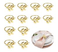 Anelli Portatovagliolo da Tavola,12 PCS Porta Tovaglioli da Tavolo in Metallo,Ferma Tovaglioli,Anelli Portatovaglioli Porta Tovagliolis a Forma di Foglia per Matrimoni,Natale,Decorazioni da Tavola