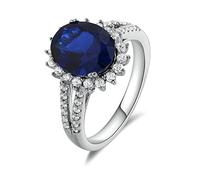 Anelli promettenti in argento sterling, anelli per l'anniversario di matrimonio per donne fiorire con anelli di zirconia cubica blu taglia H 1/2-V 1/2