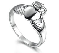 Anelli Punk Uomo, Anelli Uomo Eleganti Argento Titanio Taglia 22 Anello Claddagh Corona Cuore E Mano