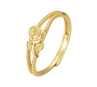 Anelli Regolabile Donna Anelli A Forma Di Rosa In Argento Per Donna,Regolabili,Con Fascia Per Il Pollice,Placcati In Oro O Platino,Delicati Fiori Dell'Eternità,Promessa Di Anniversario,Fede Nuziale