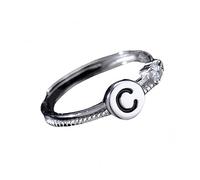 Anelli Regolabile Donna Anello In Argento Con Iniziale Per Donna E Uomo,Regolabile,Impilabile,Con Lettere Dell'Alfabeto Dalla A Alla Z,Con Fascia Per Il Pollice,Scintillante Zircone Cubico,Anello Di