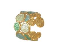 Anelli regolabili a doppio strato in acciaio inox unici cerchi irregolari disegni per le donne gioielli di moda lei elegante in acciaio inox casual partito, Misura unica, come descritto, come