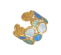 Anelli regolabili a doppio strato in acciaio inox unici cerchi irregolari disegni per le donne gioielli di moda lei elegante in acciaio inox casual partito, Misura unica, come descritto, come