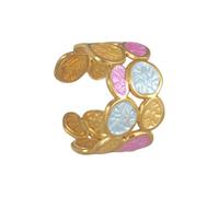 Anelli regolabili a doppio strato in acciaio inox unici cerchi irregolari disegni per le donne gioielli alla moda il suo elegante regalo irregolare impilabile, Misura unica, come descritto, come