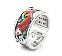 Anelli Regolabili, Carpa Rossa E Sutra Del Cuore Intagliati Anelli Aperti Anelli Aperti Con Smalto Retrò Anello Da Dito Con Dichiarazione Anello Della Madre Regalo Anelli Etnici Eleganti Da Donna Con