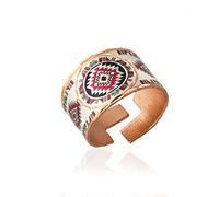 Anelli regolabili geometrici colorati con riflessi in rame, da donna, design dei nativi americani (ciclo della vita), Argento sterling Rame Argento Sterling rame Rame acrilico argento, azteco