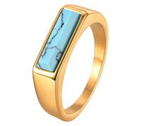 Anelli regolabili in turchese naturale con montatura a griffe, sofisticato acciaio inossidabile 316L, per uso quotidiano, adatto per palestra, robusto acciaio inossidabile, Misura unica, come