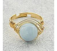 Anelli Regolabili Per Le Donne, Filo D'oro Avvolge Involucri Ruota Ansia Anelli Regolabili Rotondi Acquamarina Anelli Aperti Reiki Gem Pietre Gioielli Per Le Donne Ragazza Regalo Gioielli Da Sposa