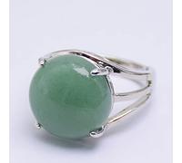 Anelli Regolabili per Le Donne, Semplice Argento Biforcato Hollow Pietra Naturale Avventurina Verde Apertura Rotonda Anello Regolabile Equilibrio Reiki Festa di Compleanno Gioielli Regalo