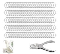 Anelli Rilegatura, Anelli del Libro, 120 Pezzi Anelli per Libro, con Pinza per Fori, Anelli Metallici, Anelli per Fogli, Anelli per Raccoglitori, Anello per Rilegatura in Ferro per Documenti 15mm