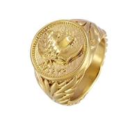 Anelli romani da uomo,Anello Cesare - Anelli con sigillo vintage da uomo - Anello con ritratto testa imperatore in acciaio inossidabile, gioielli dalla vestibilità comoda per donne, compleanno