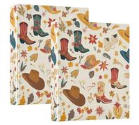 Anelli rotondi, 2 raccoglitori per quaderni da 1 e mezzo pollice con tasche interne, confezione da 1/2 raccoglitori scolastici, 200 fogli, motivo stivali da cowboy chic