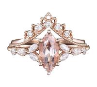 Anelli rotondi Gioielli Anelli per le donne 1 White Yellow Rose Gold Gemstone Wedding Ring Set nuziale Set 2pcs V Shaped Wedding Anniversary Organizzatore Forniture Gioielli, A, Metallo, Nessuna