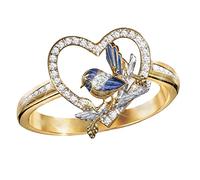 Anelli Semplici Gioielli Moda Epossidica Sparrow Wren Bird Anello europeo americano e anelli creativi Anello Giradischi per Microonde (gold, One Size)